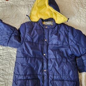 Quality Outwear Kids' Navy Puffer Jacket with Yellow Hood Lining